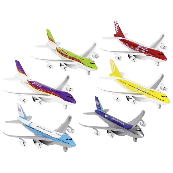 Set of colorful toy airplanes on a white background
