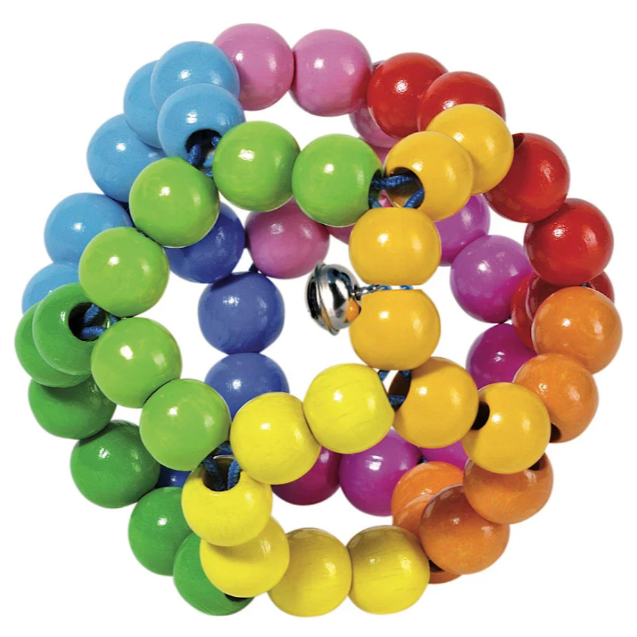Colorful beaded toy with a white background