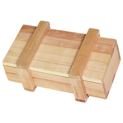 Wooden puzzle box on a white background