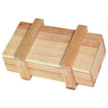 Wooden puzzle box on a white background