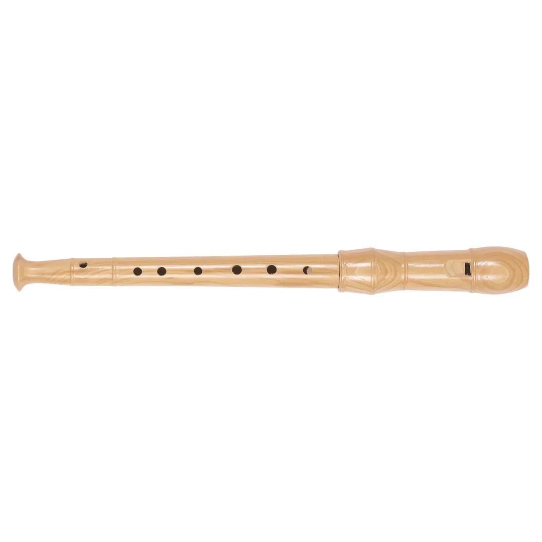 Wooden recorder on a white background