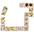 Wooden blocks with animal illustrations on a white background