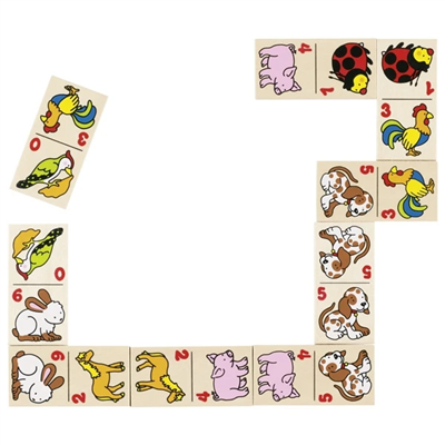 Wooden blocks with animal illustrations on a white background
