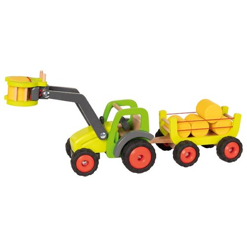 Front-end loader tractor with hay wagon
