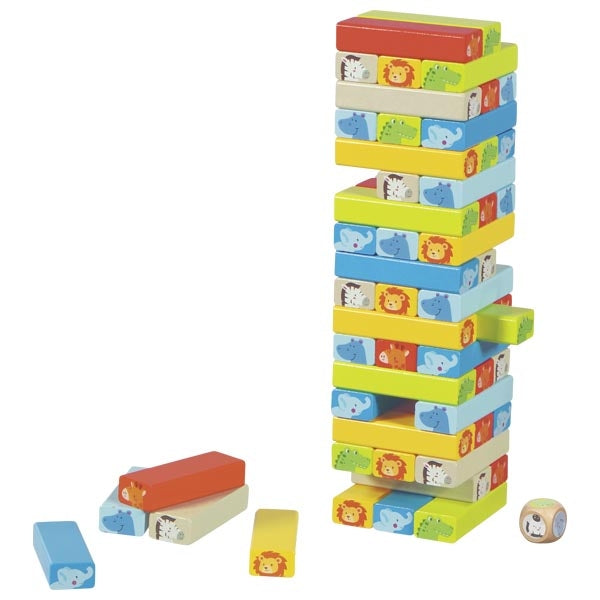 Tumbling Tower with animal motifs