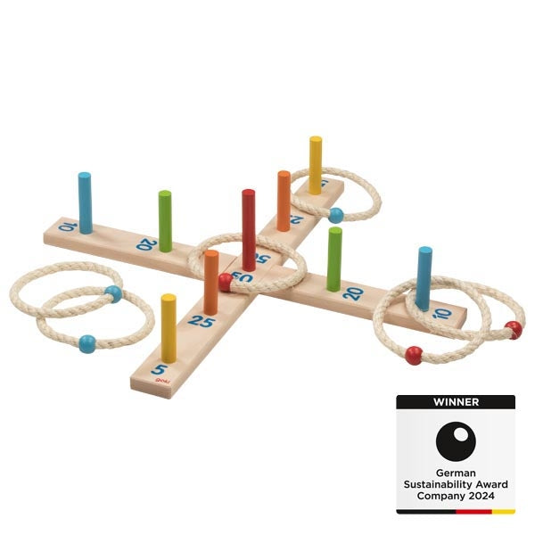 Hoopla game with 6 sisal rings