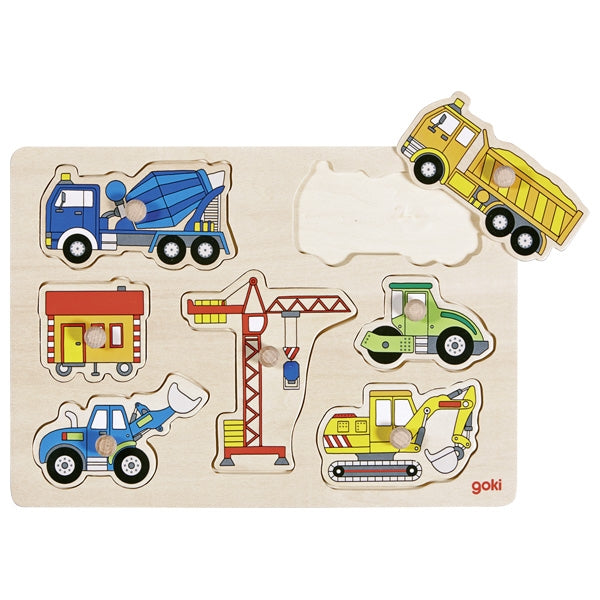Lift out puzzle, building site vehicles
