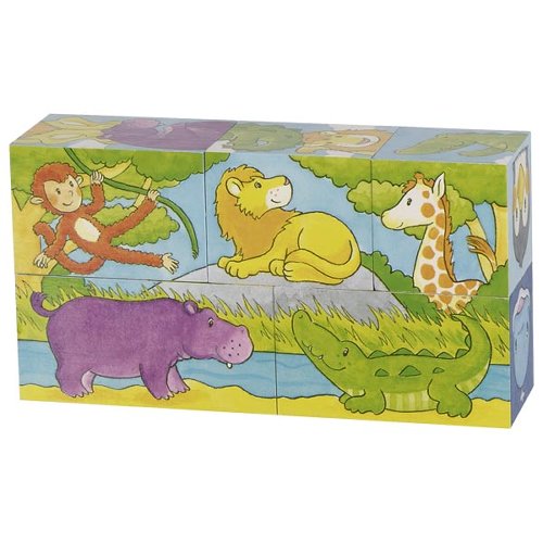 Children's puzzle with illustrated animals on a white background