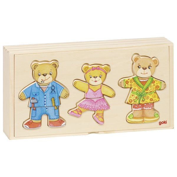 Bear design, dress up box, puzzle, goki basic.