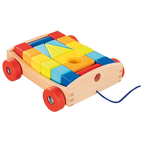 Pull-along cart with 20 building blocks