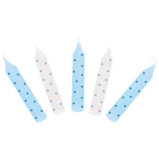 Set of birthday candles, blue dots