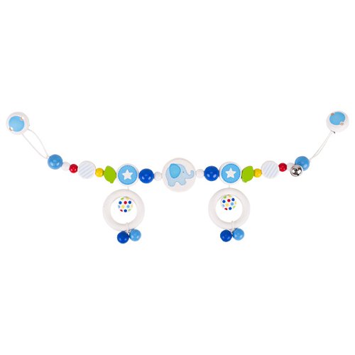 Pram chain elephant with clips, blue