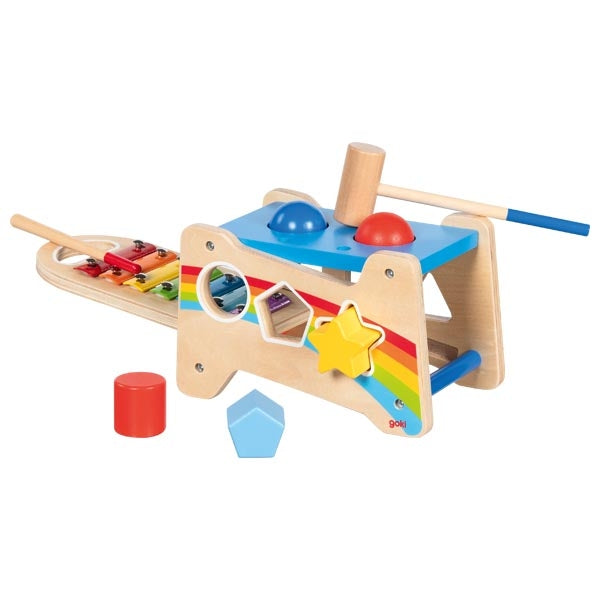 Hammer bench with xylophone and sorting function