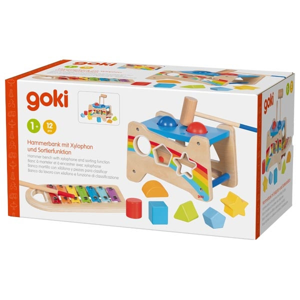 Hammer bench with xylophone and sorting function