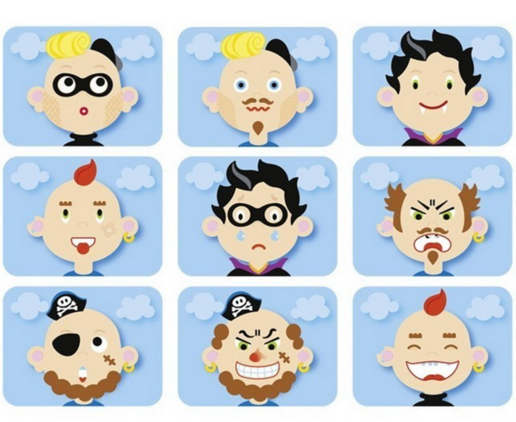 Magnetic game, funny faces boy