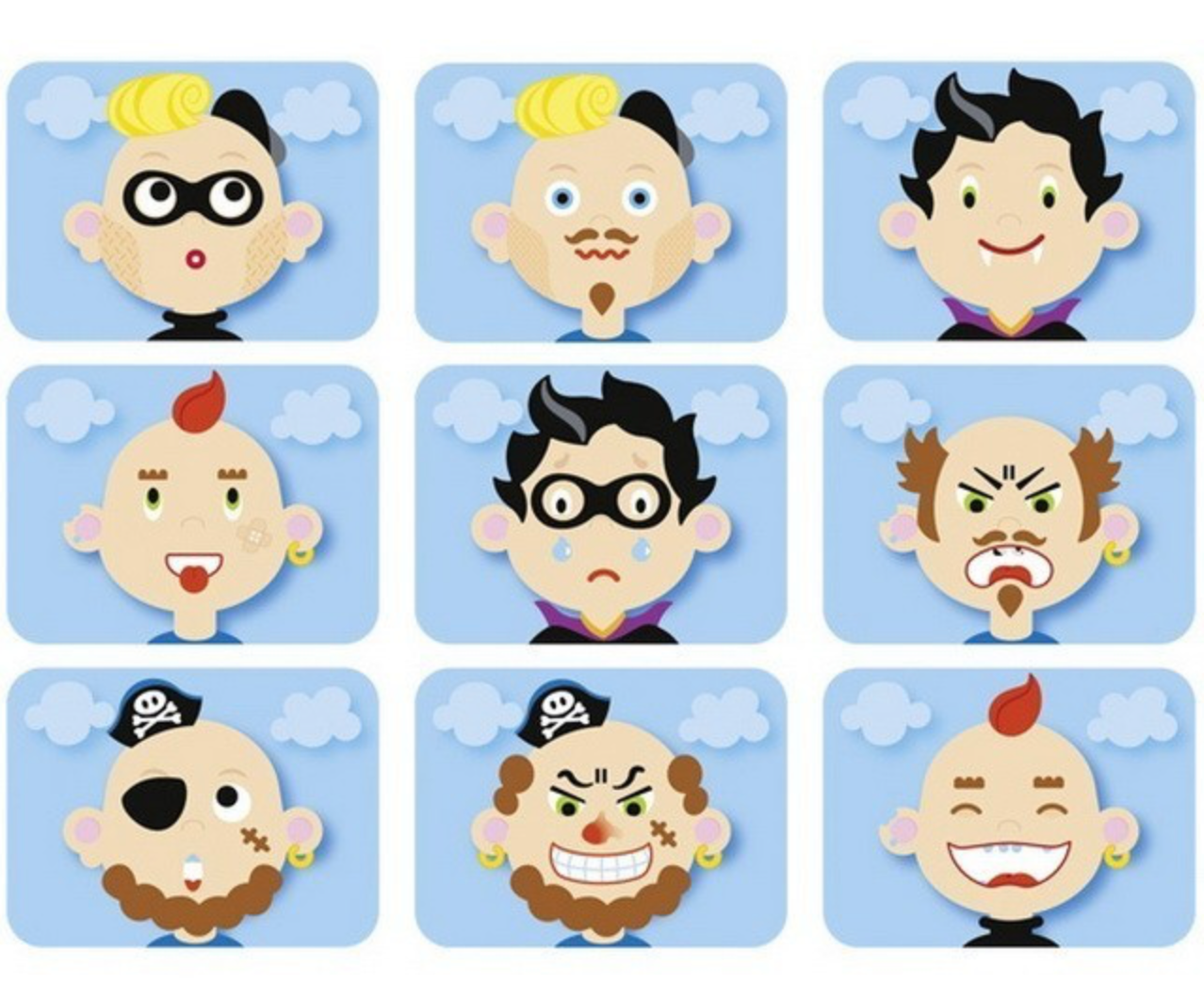Magnetic game, funny faces boy